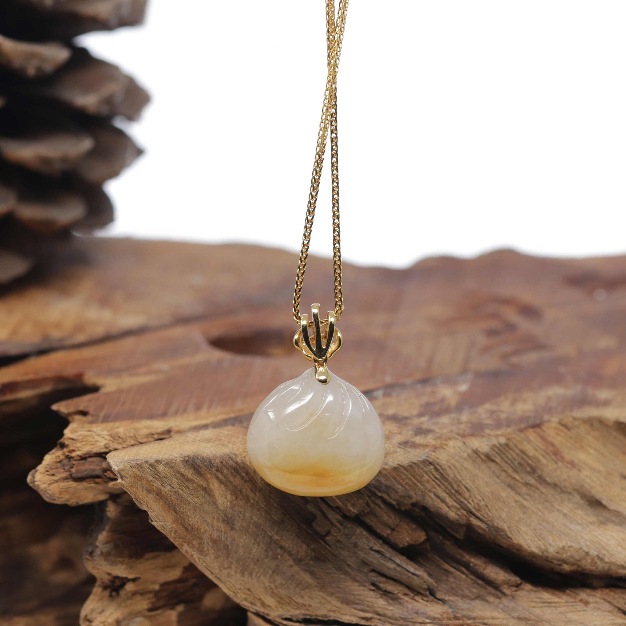 Baikalla "Bao" 18K Yellow Gold White &amp; Yellow Jadeite Jade Pendant