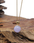 Baikalla 18K Yellow Gold Natural Vixen Lavender Jadeite Jade Round Pendant W/ Natural Diamonds