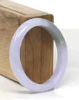Baikalla Light Lavender W/ Light Oil-Green Patch Jadeite Jade Oval Bangle (54.3mm) 