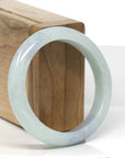 Baikalla Light Green W/ Blue-Lavender Patches Jadeite Jade "Half Round" Bangle Bracelet (54.8mm) 