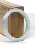 Baikalla Light Green W/ Blue-Lavender Patches Jadeite Jade "Half Round" Bangle Bracelet (54.7mm) 
