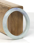Baikalla Light Green W/ Blue-Lavender Patches Jadeite Jade "Half Round" Bangle Bracelet (54.7mm) 
