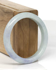 Baikalla Light Green W/ Blue-Lavender Patches Jadeite Jade "Half Round" Bangle Bracelet (54.7mm) 