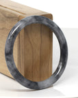 Baikalla Black Wuji "Traditional Round" Jadeite Jade Bangle Bracelet (55.5mm) 