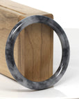 Baikalla Black Wuji "Traditional Round" Jadeite Jade Bangle Bracelet (55.5mm) 