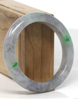 Baikalla Black Sesame Wuji & Vibrant Green Flowers Jadeite Jade "Half Round" Bangle Bracelet (57mm) 