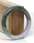 Baikalla Light Lavender & Deep Oil-Green Jadeite Jade "Half Round" Bangle Bracelet (56.4mm) 
