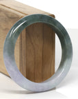 Baikalla Light Lavender & Deep Oil-Green Jadeite Jade "Half Round" Bangle Bracelet (56.4mm) 