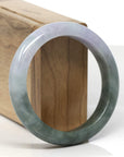 Baikalla Light Lavender & Deep Oil-Green Jadeite Jade "Half Round" Bangle Bracelet (56.4mm) 