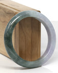 Baikalla Light Lavender & Deep Oil-Green Jadeite Jade "Half Round" Bangle Bracelet (56.4mm) 