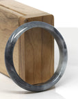 Baikalla Black Wuji W/ White Patch Jadeite Jade "Half Round" Bangle Bracelet (54.6mm) 