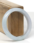 Baikalla White-Green W/ Sajin (Golden Dust) Jadeite Jade "Half Round" Bangle Bracelet (56mm) 