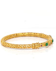 Baikalla 18ky Gold & Natural Imperial Green Jadeite Jade Bangle W/ Colorful Gems