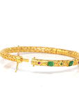 Baikalla 18ky Gold & Natural Imperial Green Jadeite Jade Bangle W/ Colorful Gems