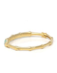 High-End Natural Imperial Green Jadeite Jade 18ky Gold "Bamboo" Bangle Bracelet W/ Natural Diamonds