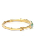 High-End Natural Imperial Green Jadeite Jade 18ky Gold "Bamboo" Bangle Bracelet W/ Natural Diamonds