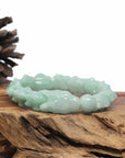 Baikalla Natural Light Apple-Green Jadeite Jade "Dragon" Bead Bracelet
