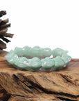 Baikalla Natural Light Apple-Green Jadeite Jade "Dragon" Bead Bracelet