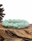 Baikalla Natural Light Apple-Green Jadeite Jade "Dragon" Bead Bracelet
