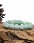 Baikalla Natural Light Apple-Green Jadeite Jade "Dragon" Bead Bracelet
