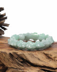 Baikalla Natural Light Apple-Green Jadeite Jade "Dragon" Bead Bracelet