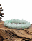 Baikalla Natural Light Apple-Green Jadeite Jade "Dragon" Bead Bracelet