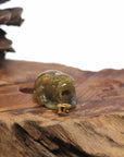 Baikalla Natural Deep Yellow Green Jadeite Jade "PiXiu" Pendant W/ 18ky Gold Bail