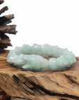 Baikalla Natural Light Apple-Green Jadeite Jade "Dragon" Bead Bracelet