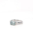 Baikalla Natural Icy Light Blue Jadeite Jade 18kw Gold Ring W/ Natural Diamonds 
