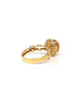 Baikalla Natural Icy Orange Jadeite Jade Oval Cabochon 18ky Gold Ring W/ Natural Diamonds 