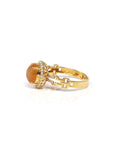 Baikalla Natural Icy Orange Jadeite Jade Oval Cabochon 18ky Gold Ring W/ Natural Diamonds 