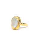 Baikalla Natural Icy Jadeite Jade "PiXiu" 18ky Gold Ring W/ Natural Diamonds 