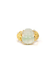 Baikalla Natural Icy Light Green Jadeite Jade "PiXiu" 18ky Gold Ring W/ Natural Diamonds 