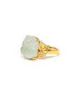 Baikalla Natural Icy Light Green Jadeite Jade "PiXiu" 18ky Gold Ring W/ Natural Diamonds 