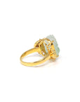 Baikalla Natural Icy Light Green Jadeite Jade "PiXiu" 18ky Gold Ring W/ Natural Diamonds 