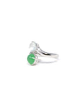Baikalla Natural Imperial Green & Icy Jadeite Jade Cabochon 18kw Gold Ring W/ Natural Diamonds