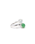 Baikalla Natural Imperial Green & Icy Jadeite Jade Cabochon 18kw Gold Ring W/ Natural Diamonds
