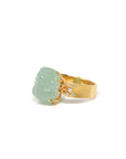 Baikalla Natural Icy Green Jadeite Jade "PiXiu" 18ky Gold Ring W/ Natural Diamonds 