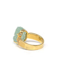 Baikalla Natural Icy Green Jadeite Jade "PiXiu" 18ky Gold Ring W/ Natural Diamonds 