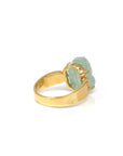 Baikalla Natural Icy Green Jadeite Jade "PiXiu" 18ky Gold Ring W/ Natural Diamonds 