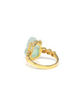 Baikalla Natural Icy Light Green Jadeite Jade "PiXiu" 18ky Gold Ring W/ Natural Diamonds 