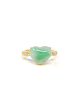 Baikalla Natural Vibrant Green Patch Jadeite Jade 18ky Gold Heart Ring 