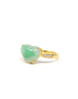 Baikalla Natural Vibrant Green Patch Jadeite Jade 18ky Gold Heart Ring 