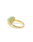 Baikalla Natural Vibrant Green Patch Jadeite Jade 18ky Gold Heart Ring 