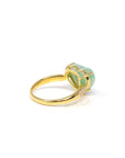 Baikalla Natural Vibrant Green Patch Jadeite Jade 18ky Gold Heart Ring 