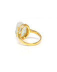 Baikalla Natural Icy Green Patch Jadeite Jade "PiXiu" 18ky Gold Ring W/ Natural Diamonds 