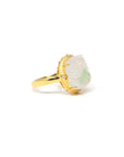 Baikalla Natural Icy Green Patch Jadeite Jade "PiXiu" 18ky Gold Ring W/ Natural Diamonds 