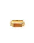 Baikalla Natural Icy Red & Orange Jadeite Jade 18ky Gold Bar Ring W/ Natural Diamonds 