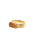 Baikalla Natural Icy Red & Orange Jadeite Jade 18ky Gold Bar Ring W/ Natural Diamonds 