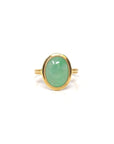 Baikalla Natural Apple-Green Jadeite Jade Oval Cabochon 18ky Gold Ring 